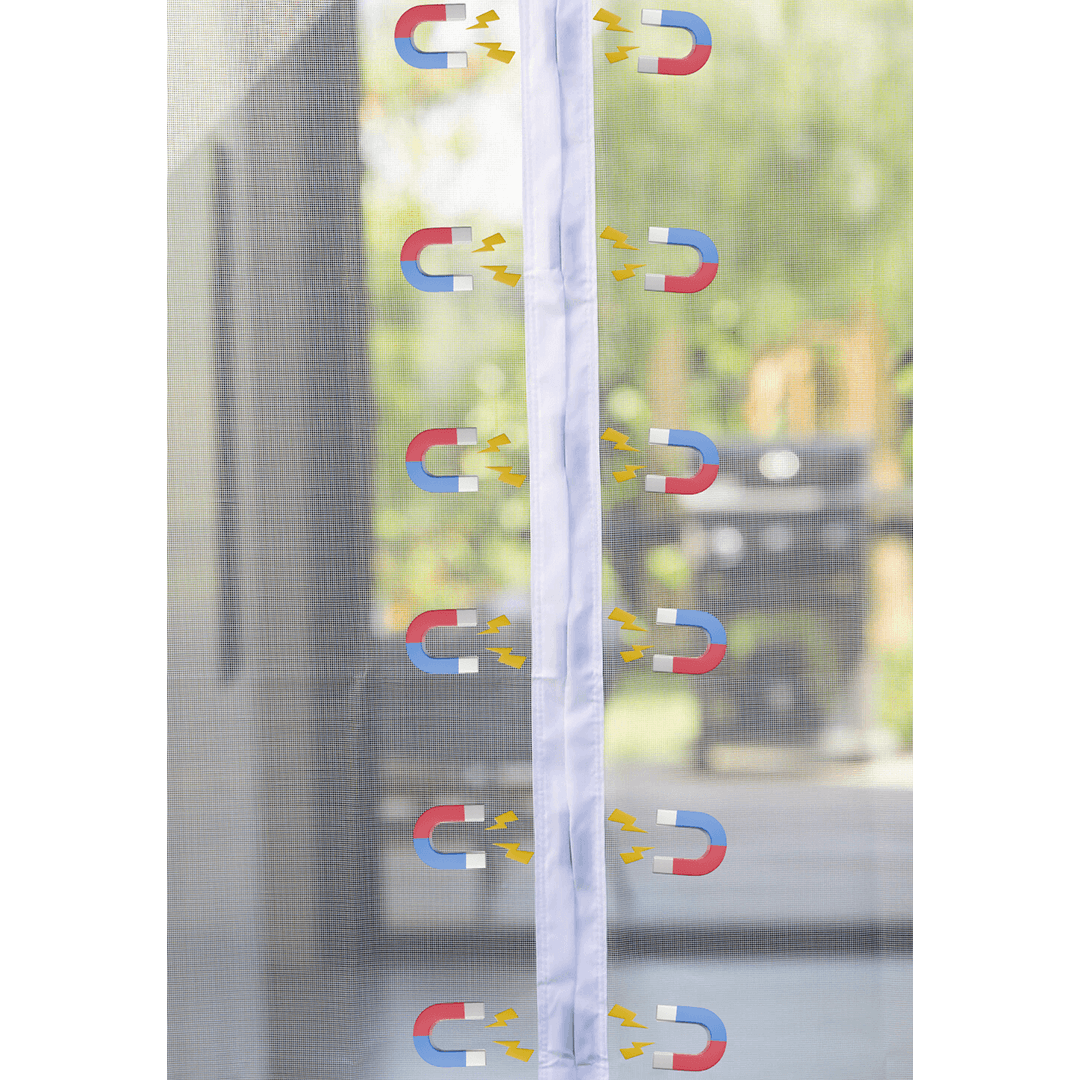 Fermeture magnétique d’une moustiquaire de porte MOSKERA avec aimants intégrés