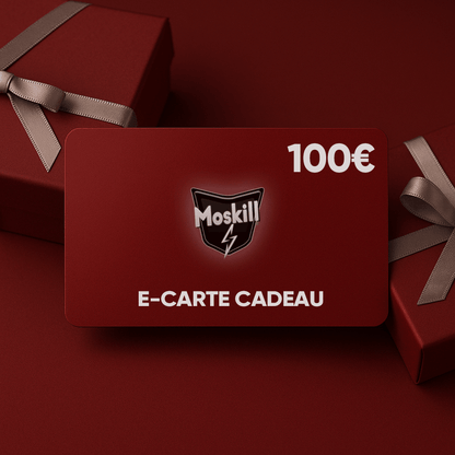 Carte cadeau Moskill design featuring elegant graphics and a 100 value for gifting.