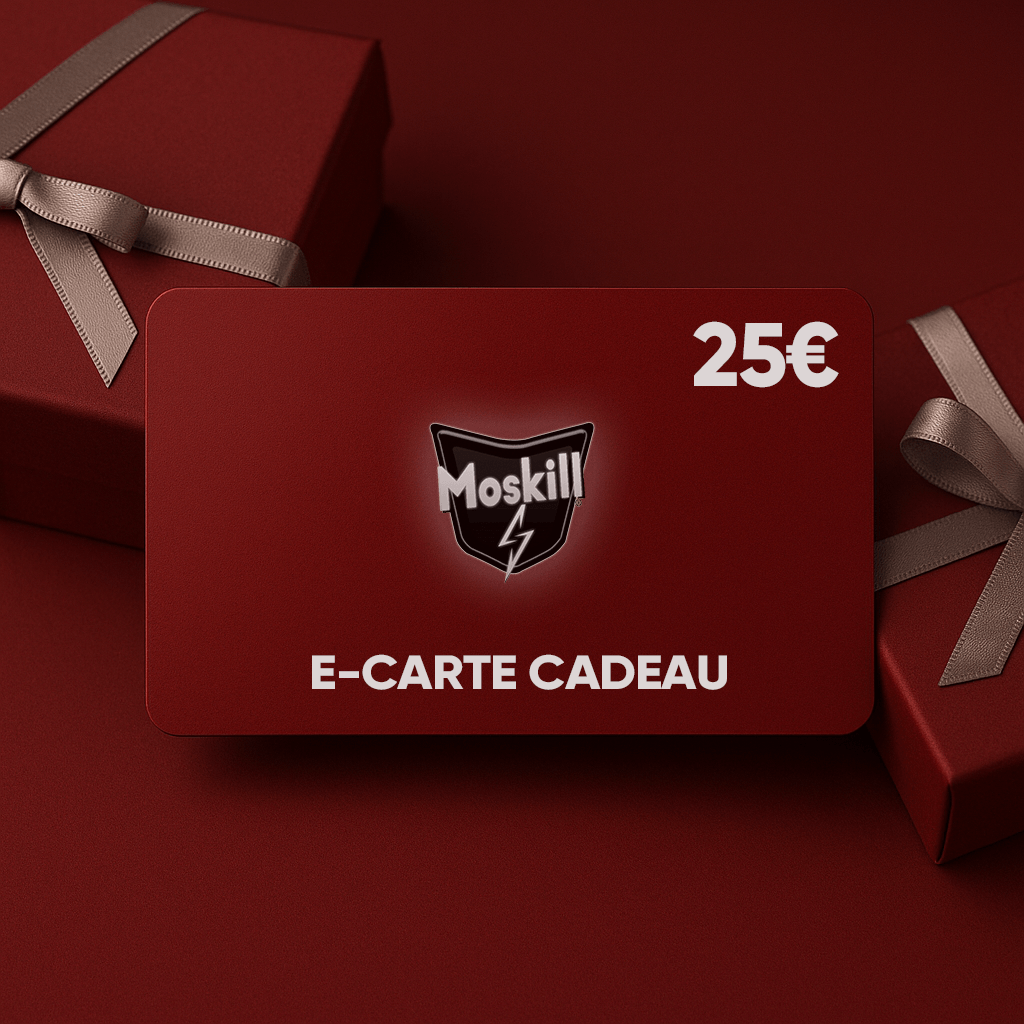 Carte cadeau Moskill featuring a vibrant design, perfect for gifting and redeeming for MOSKILL products.