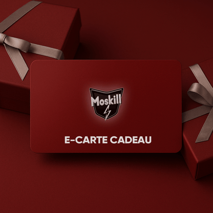 Carte cadeau Moskill featuring a stylish design with the brand logo prominently displayed.
