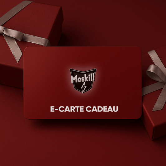 Carte cadeau Moskill featuring a stylish design with the brand logo prominently displayed.
